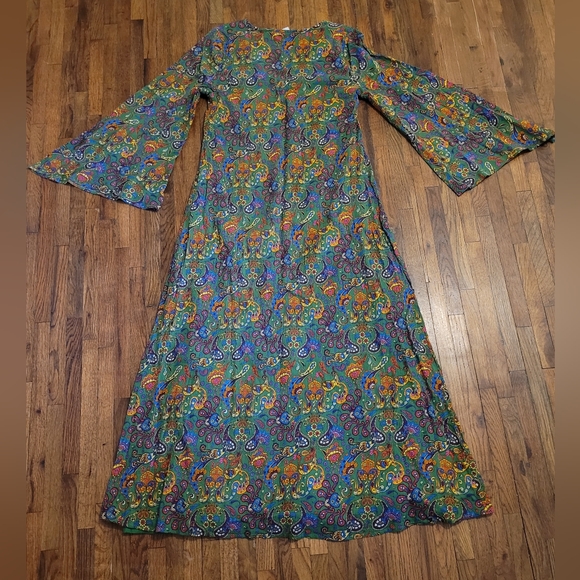 The Hippie Shake Green Paisley Lady Of The Canyon Maxi Dress Size US 12 UK 16 XL - Picture 6 of 7